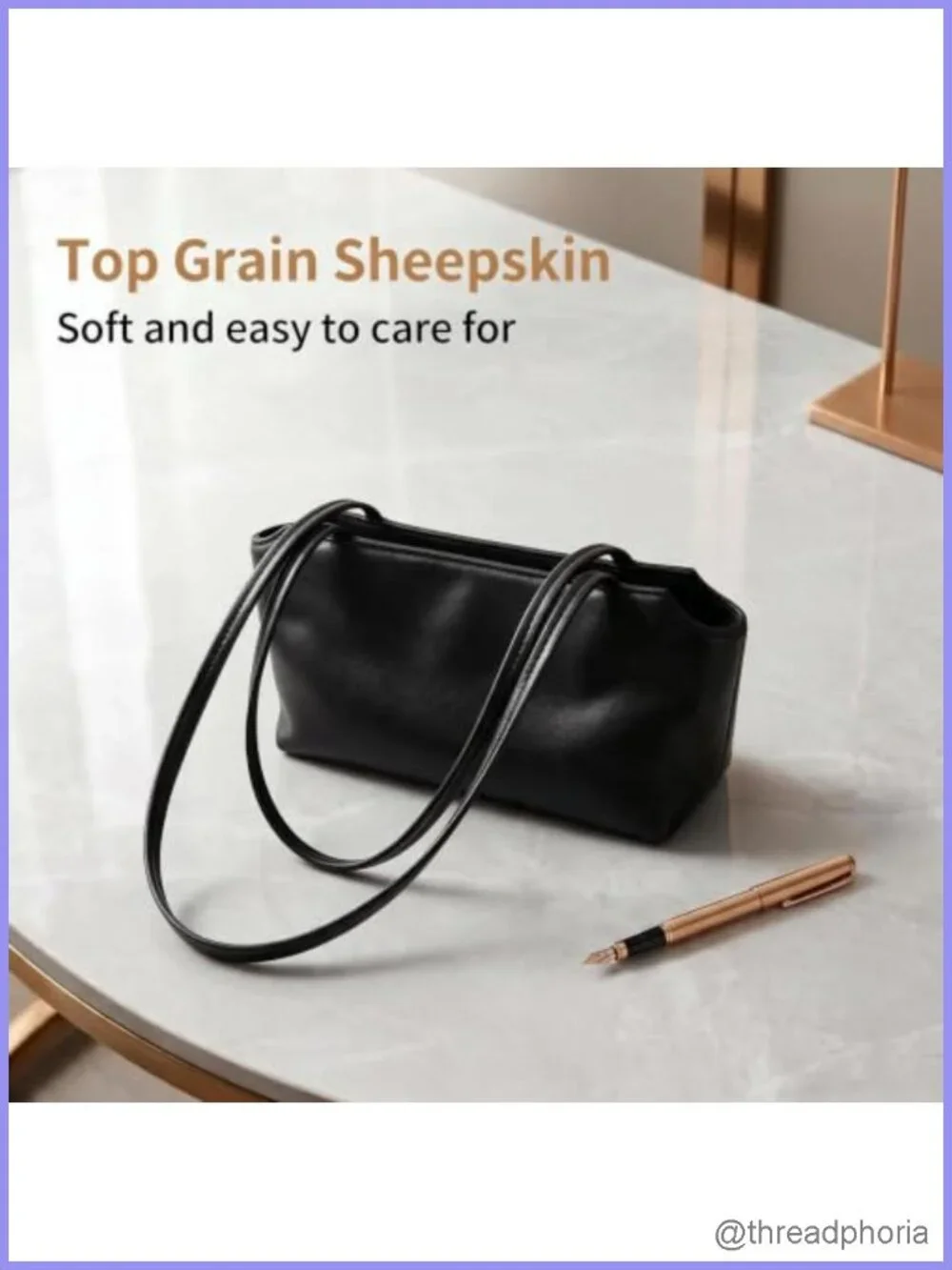 Genuine Sheepskin Leather Hobo Shoulder Bag Minimalist